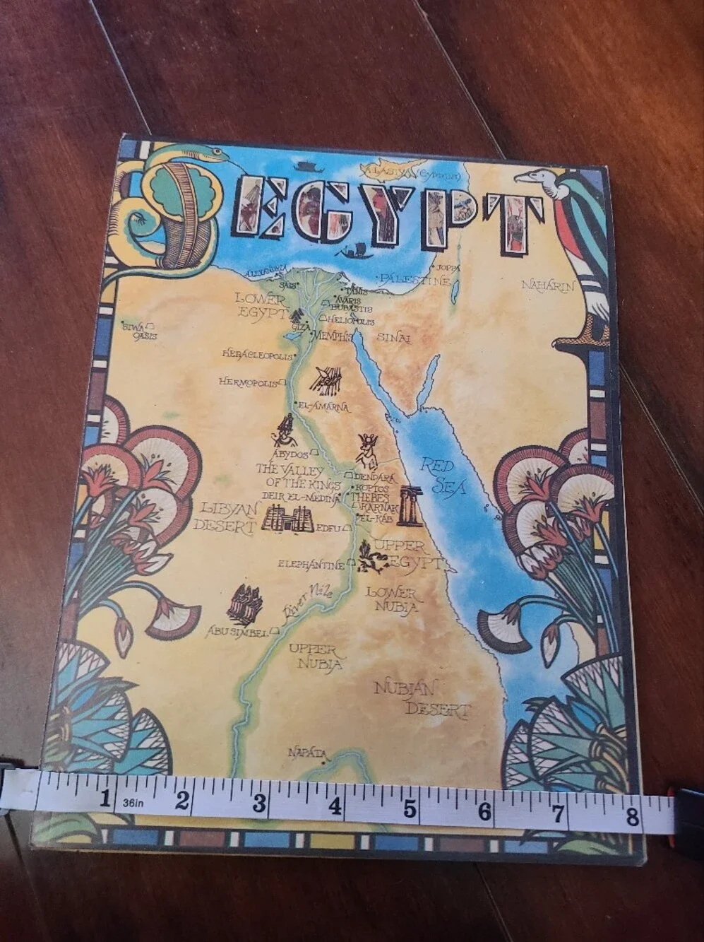 Vintage Nile Valley Papyrus Notepad - Map of Egypt Cover - Handmade Paper